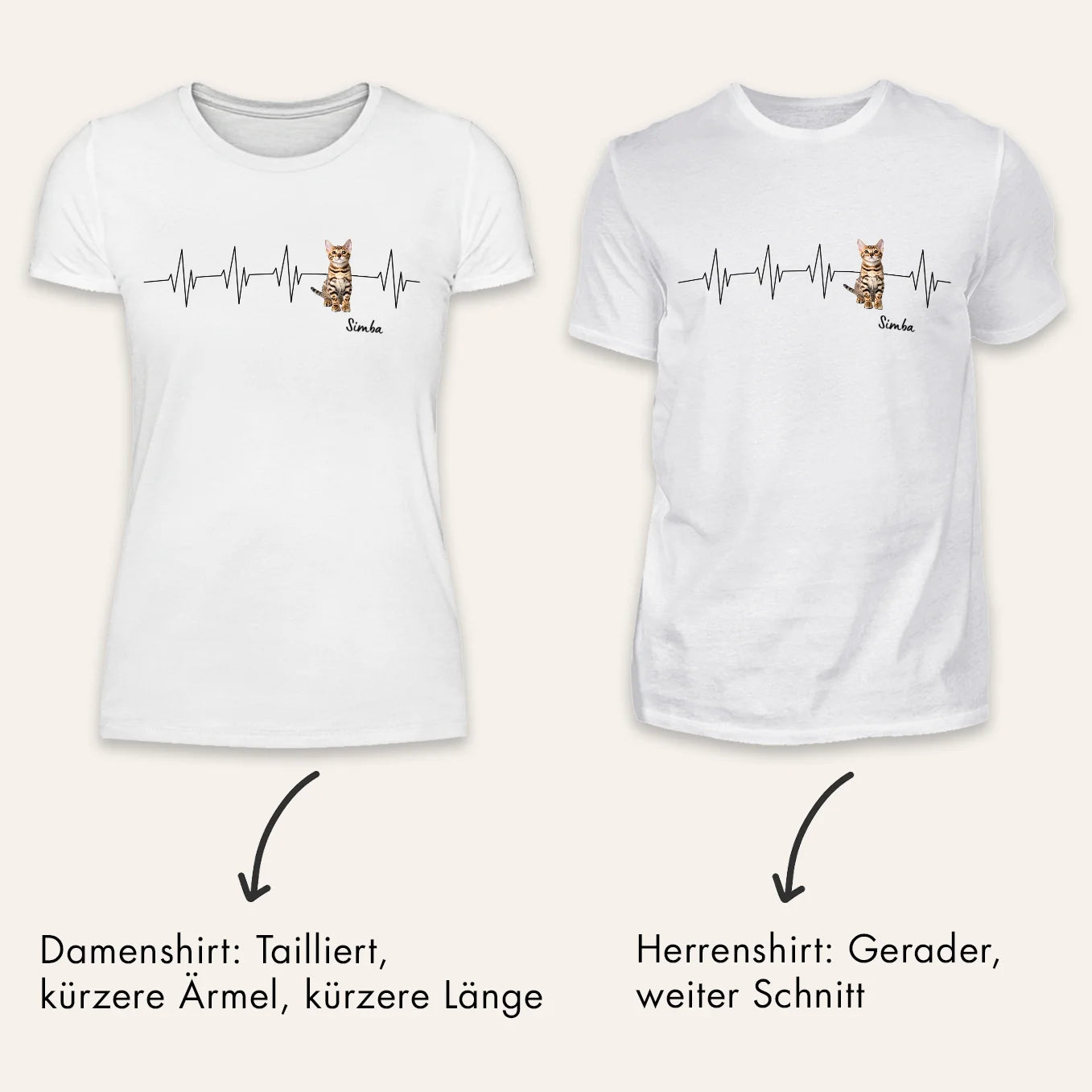 Personalisiertes T-Shirt Katze "Herzschlag" Hey Balu