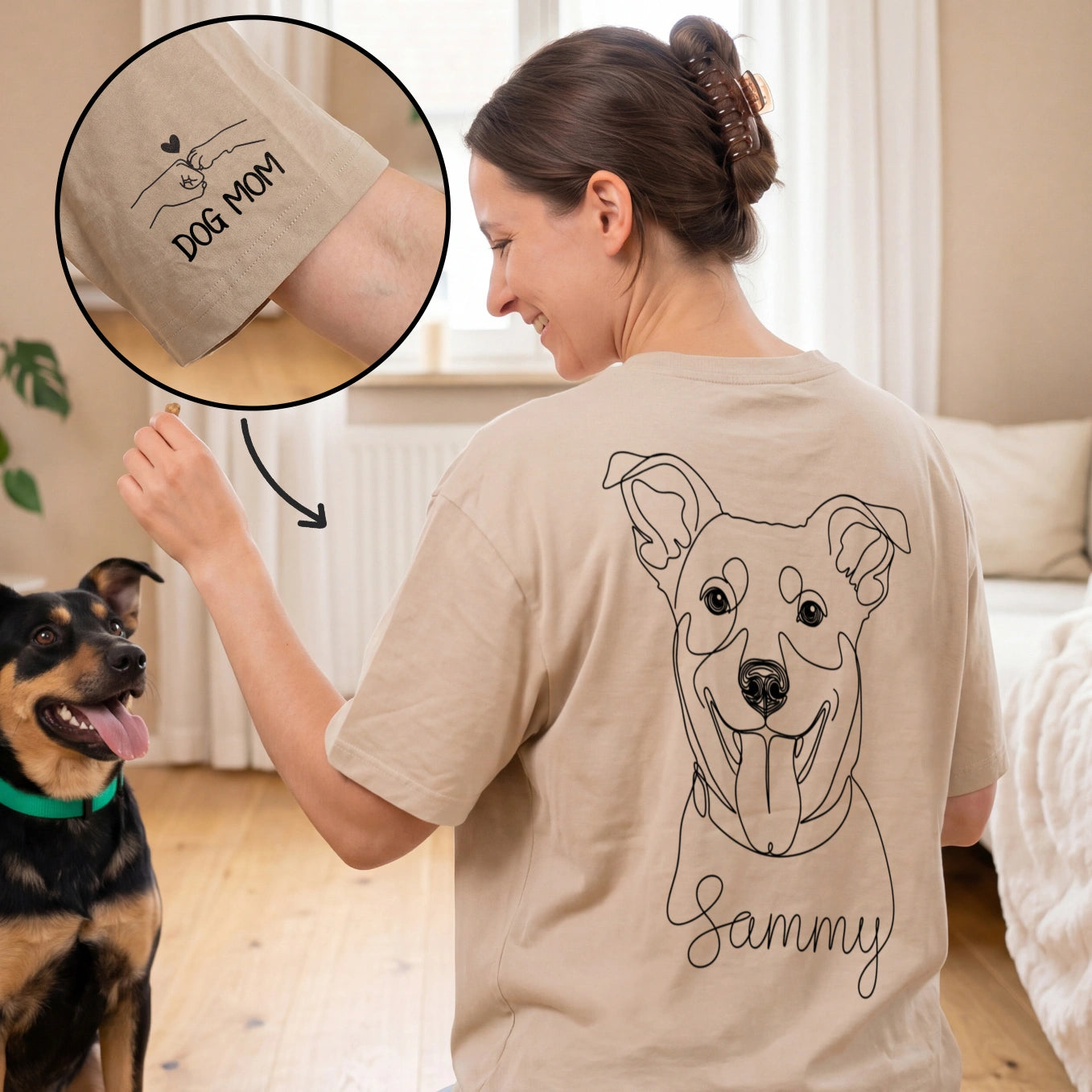Personalisiertes Oversized Shirt "Dog Mom" mit Ärmeldruck