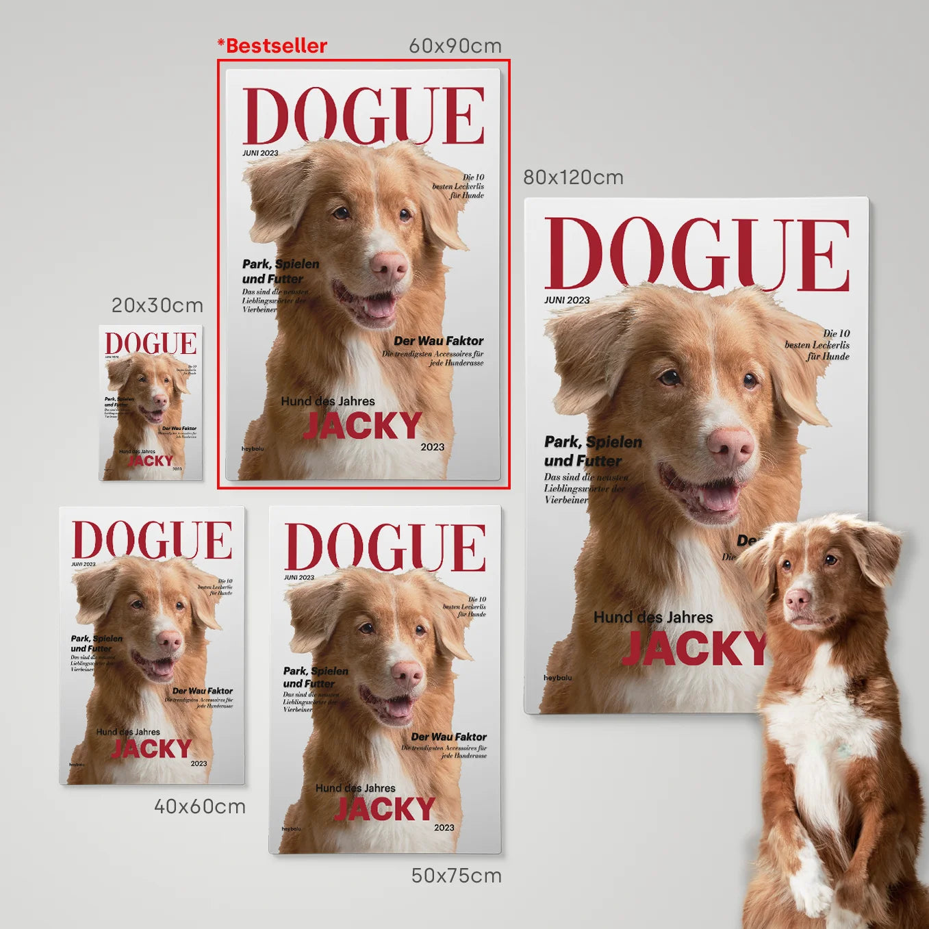 Personalisierte Leinwand Hundemagazin "DOGUE"