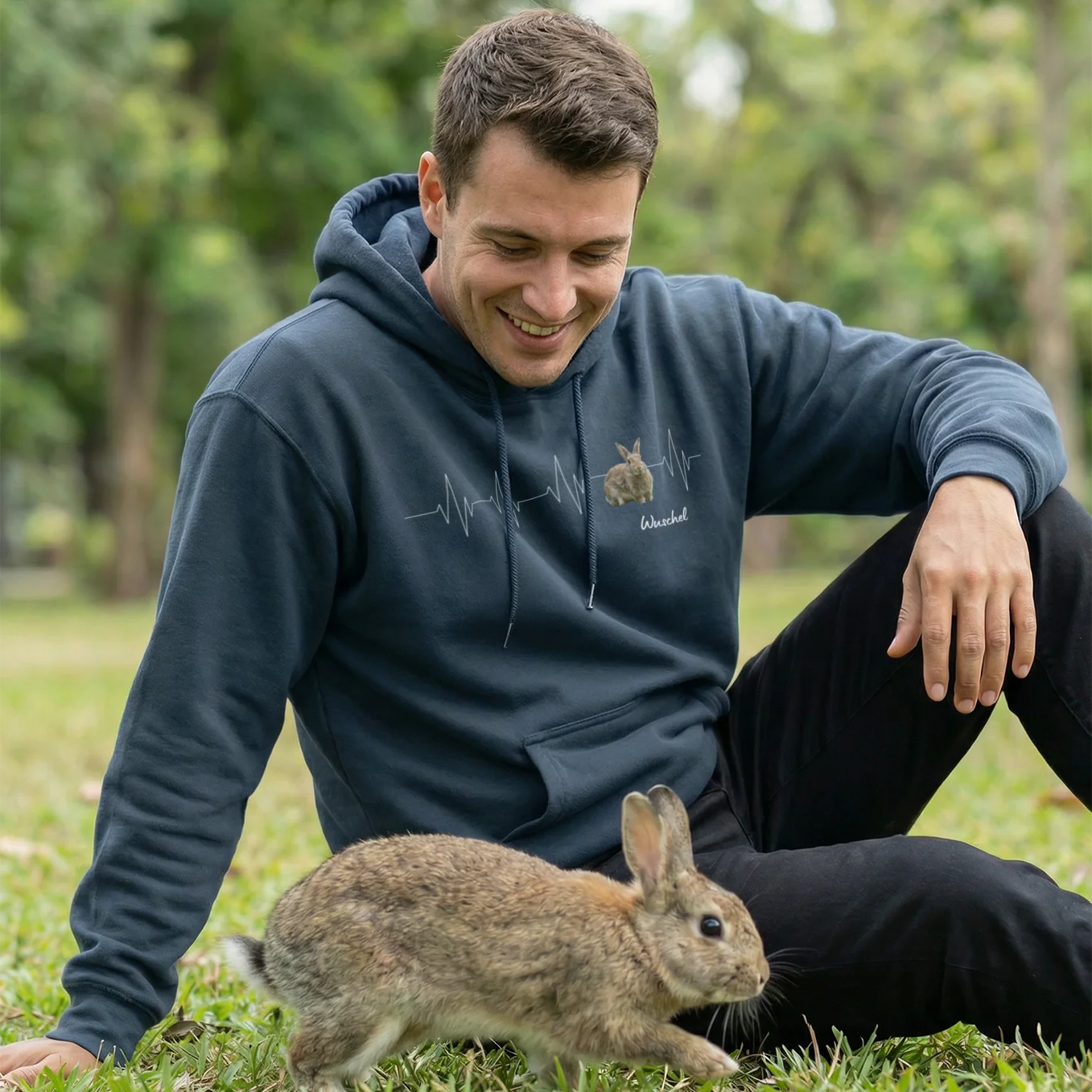 Personalisierter Hoodie "Herzschlag Hase"