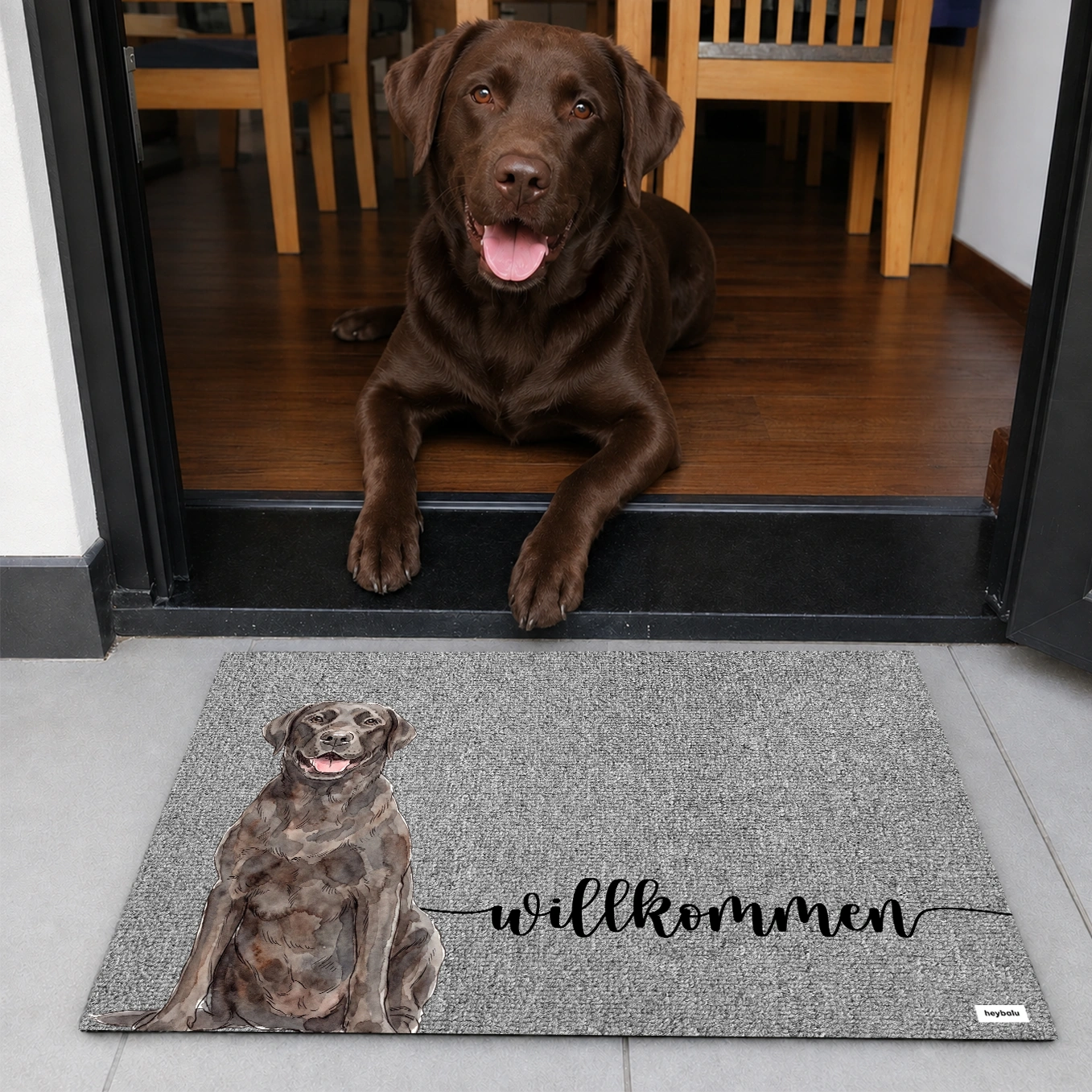 Personalisierte Fußmatte Hund "Wasserfarben"