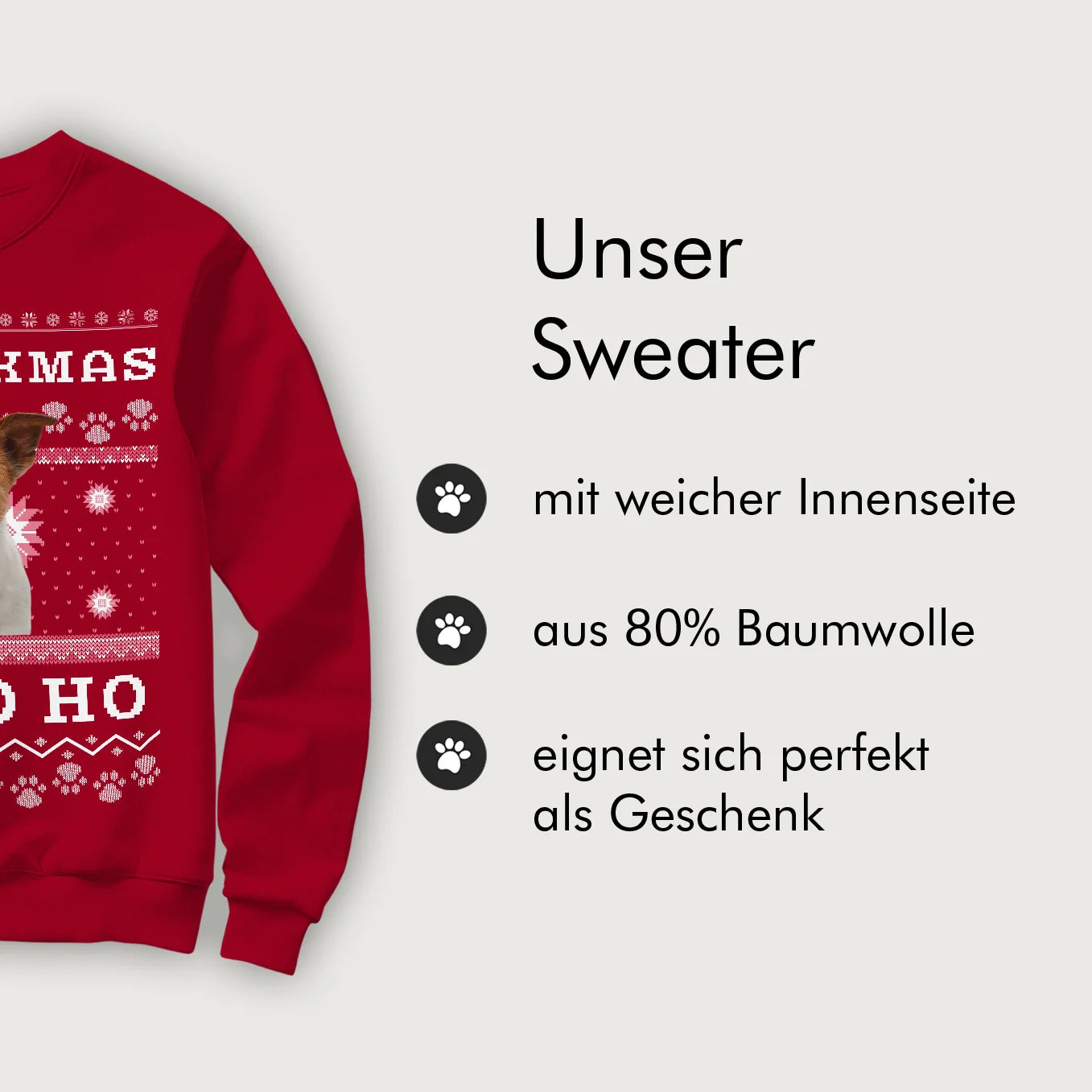 Personalisierter Christmas Sweater Haustier "Ho Ho Ho" heybalu