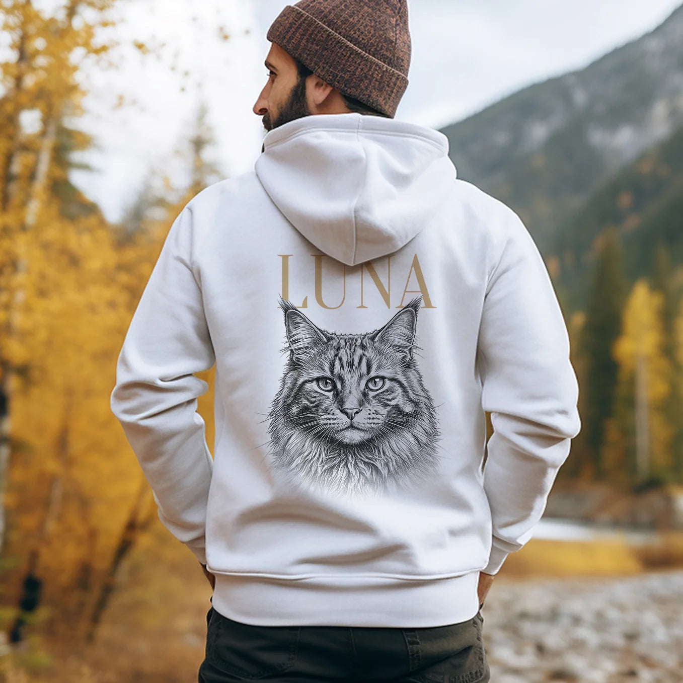 Personalisierter Hoodie "Katze Retro"