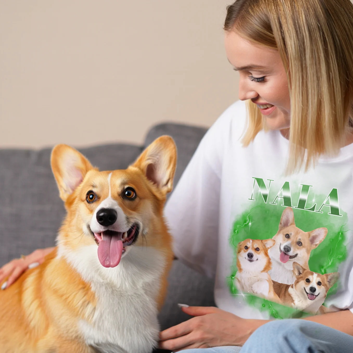 Personalisiertes Haustier T-Shirt "Vintage Name"