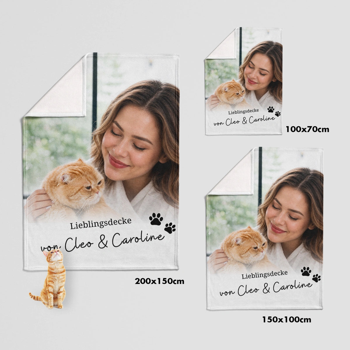 Personalisierte Kuscheldecke Katzen "Dein Foto & Text"
