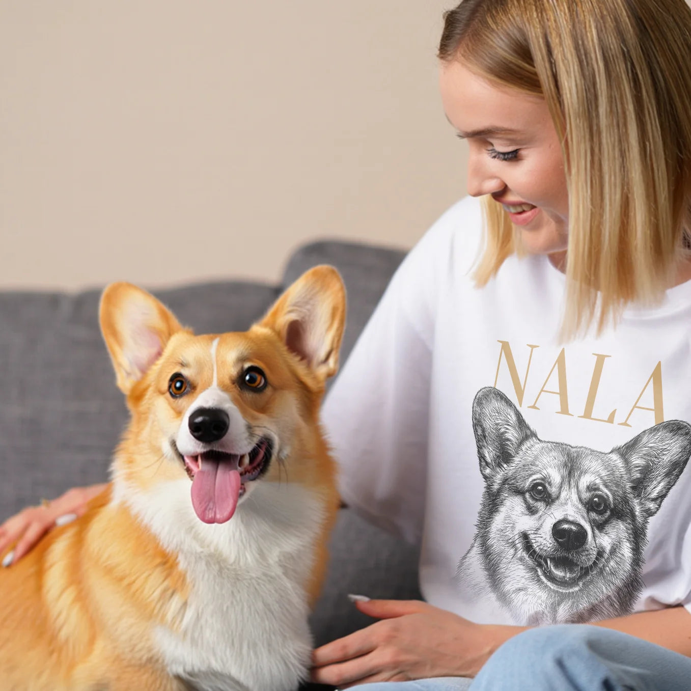Personalisiertes Oversized T-Shirt Haustier "Retro"