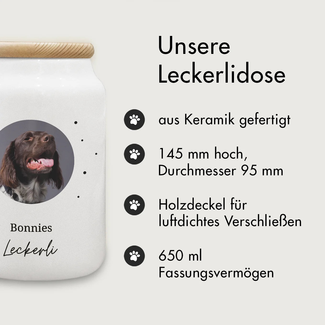 Personalisierte Leckerli Dose "Wunschmotiv" heybalu