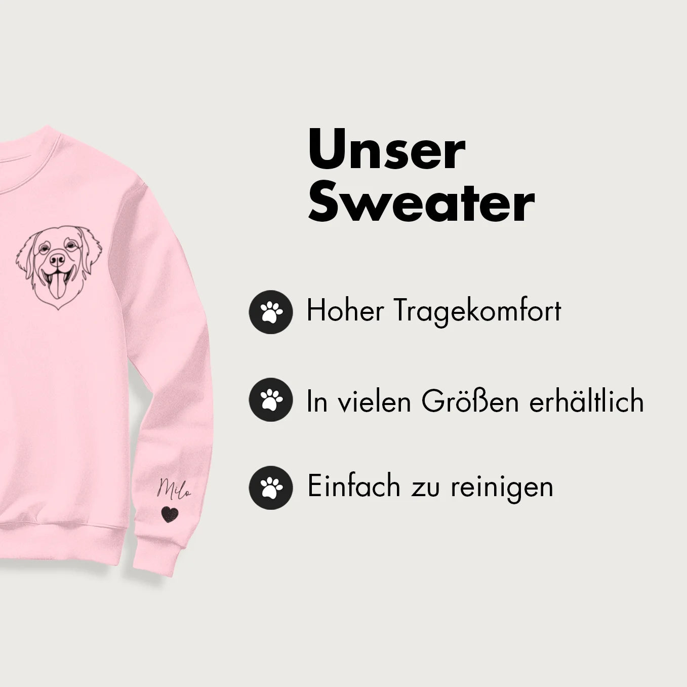 Personalisierter Sweater "Haustier Line Art" mit Ärmeldruck