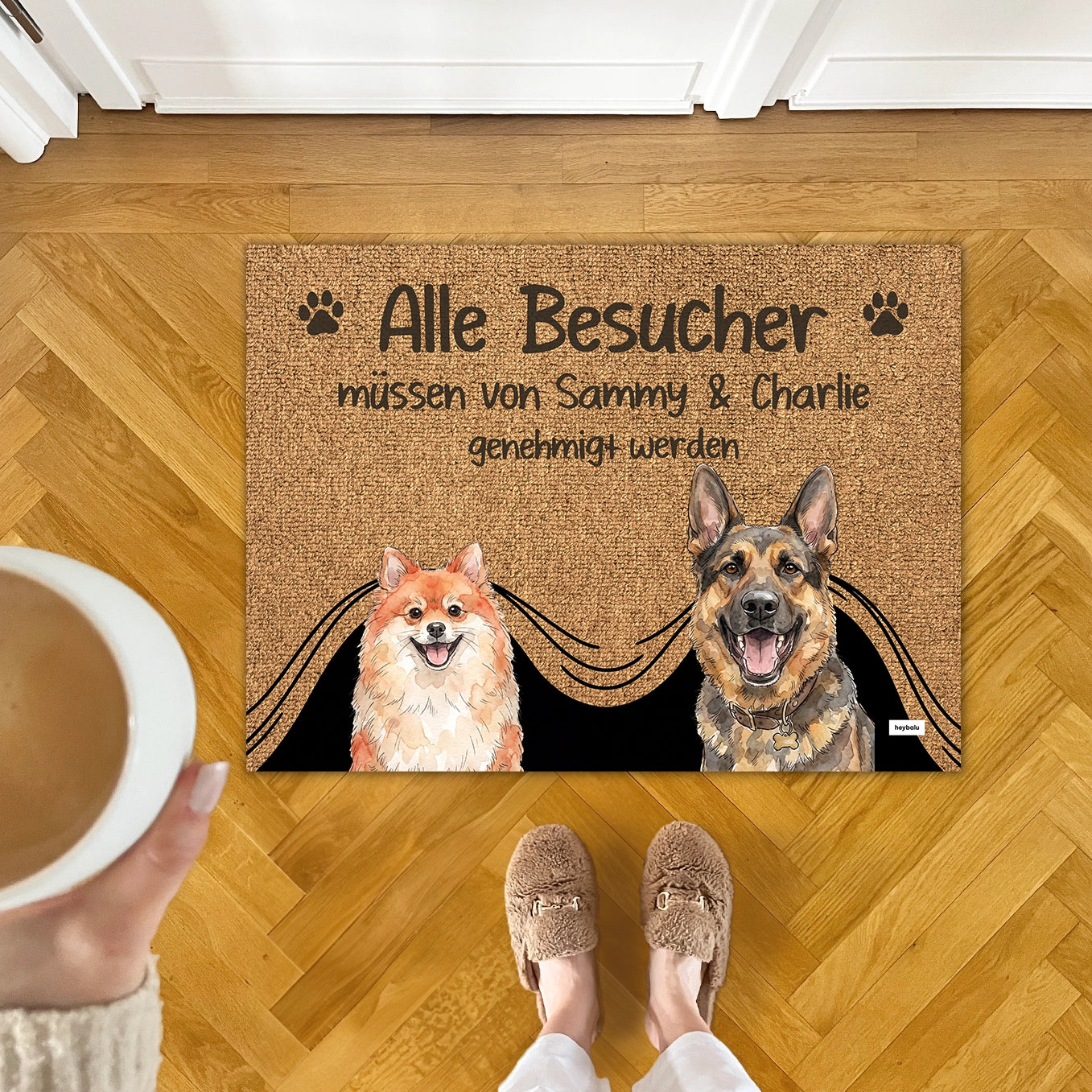Personalisierte Fußmatte "Besuch genehmigt"