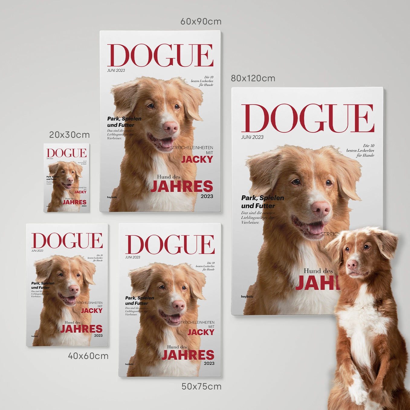 Personalisierte Leinwand Hundemagazin "DOGUE" heybalu