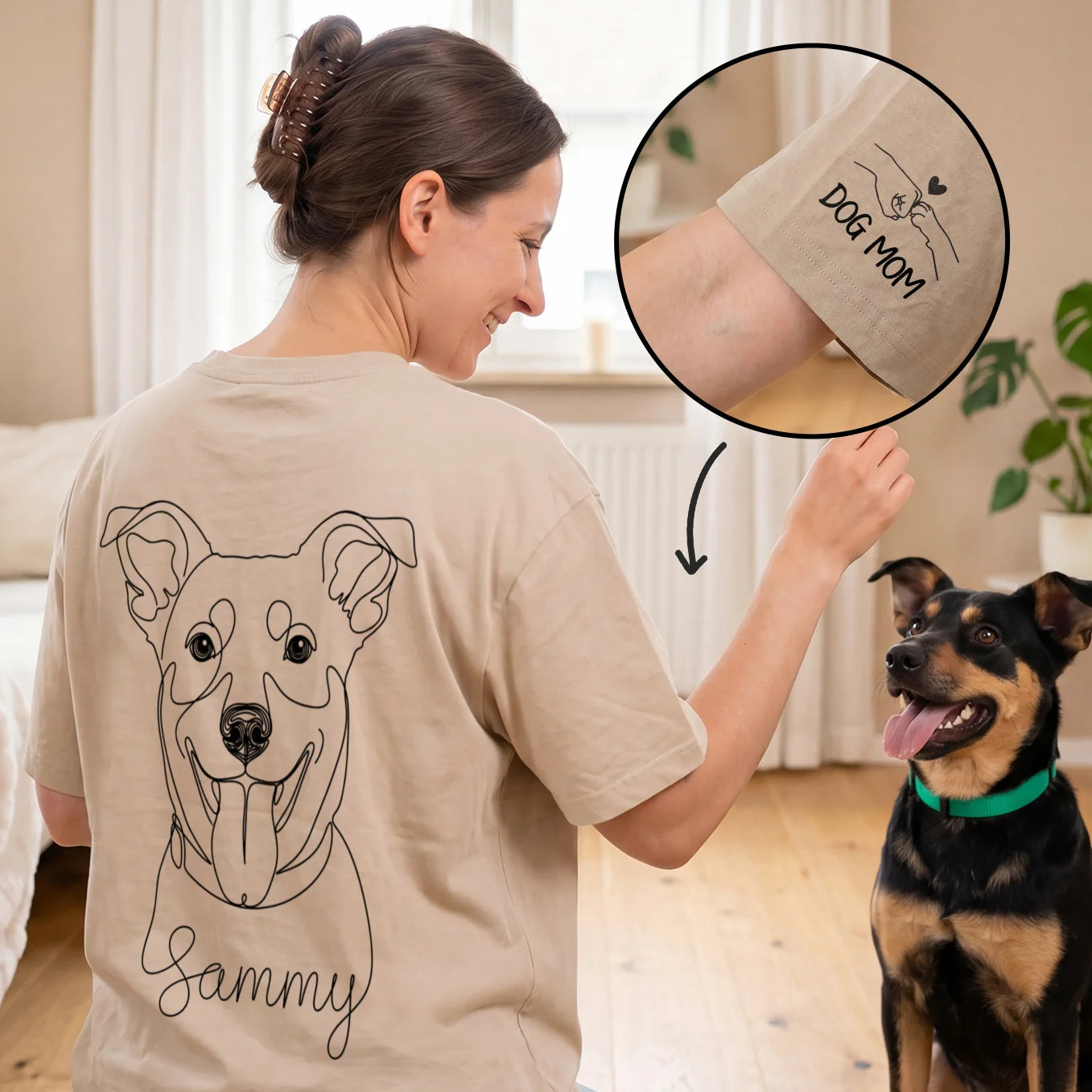 Personalisiertes Oversized Shirt "Dog Mom" mit Ärmeldruck