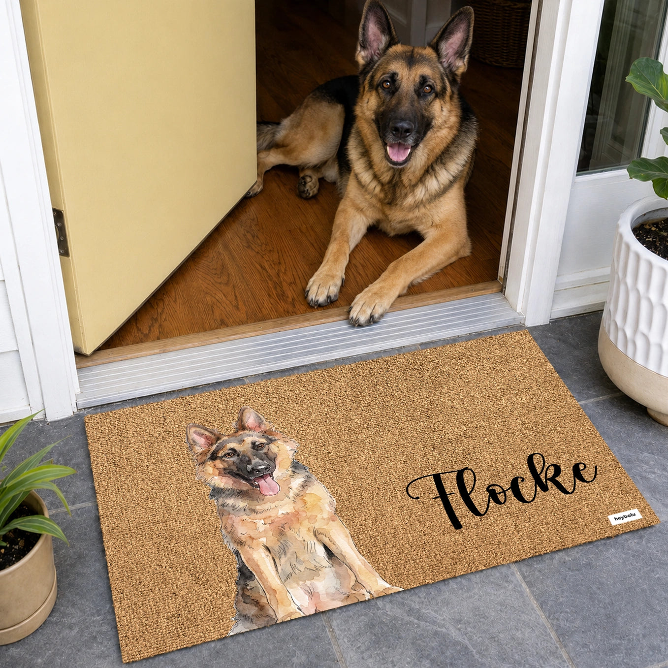 Personalisierte Fußmatte Hund "Wasserfarben"