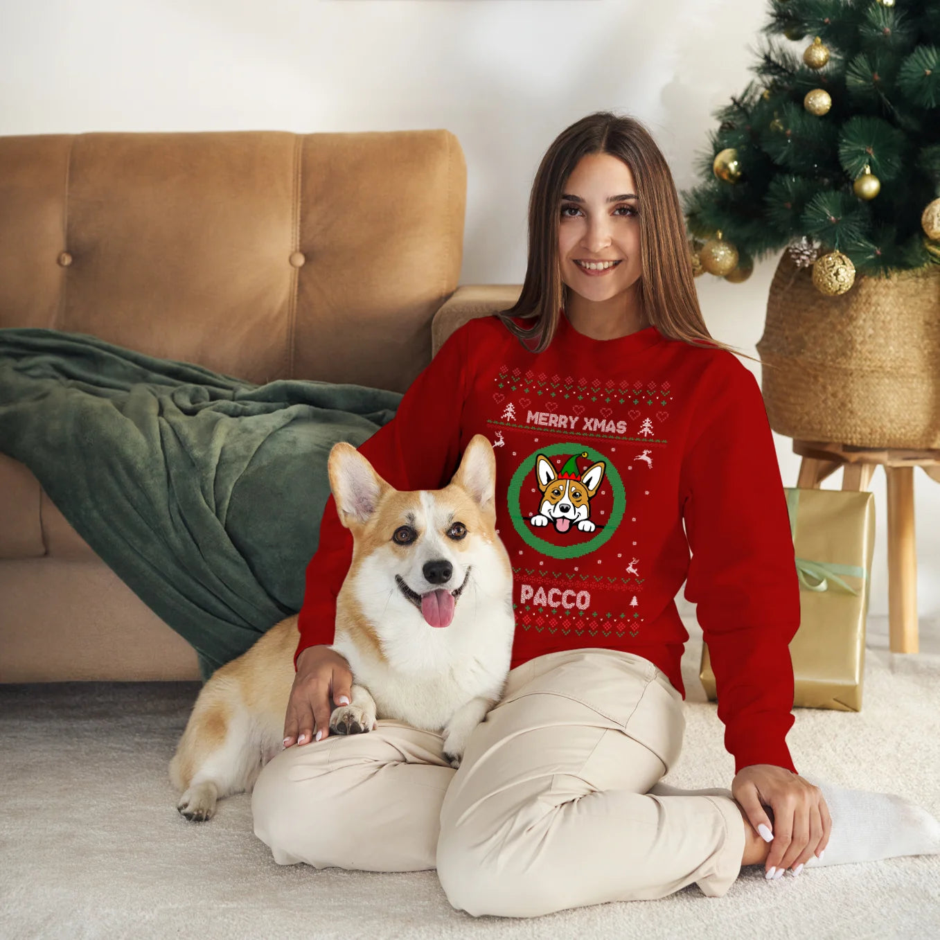 Christmas Sweater mit deinem Hund im Cartoon-Stil heybalu