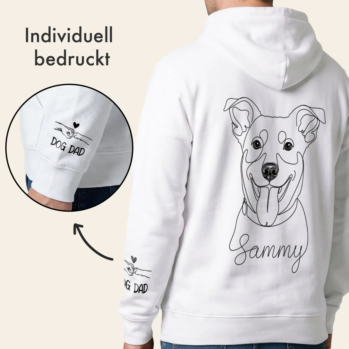 Personalisierter Hoodie "Dog Dad" (mit Ärmeldruck)