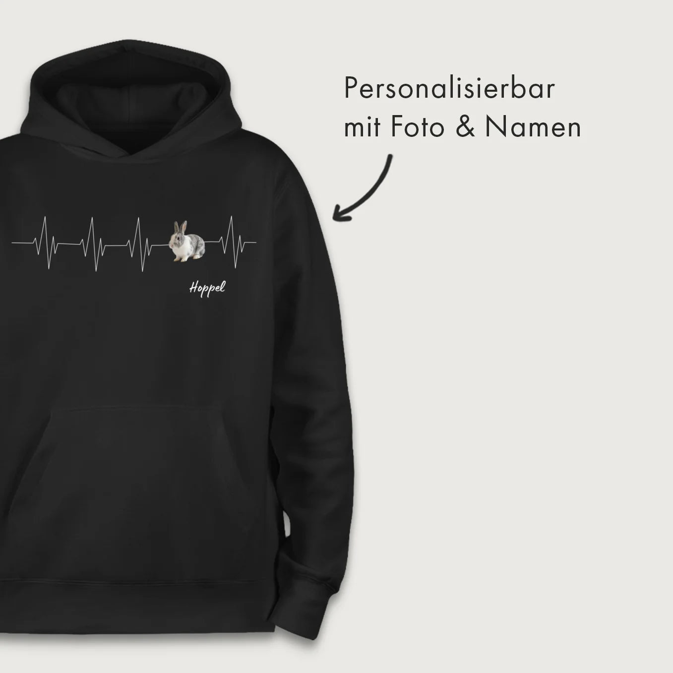 Personalisierter Kinder-Hoodie "Herzschlag Hase"
