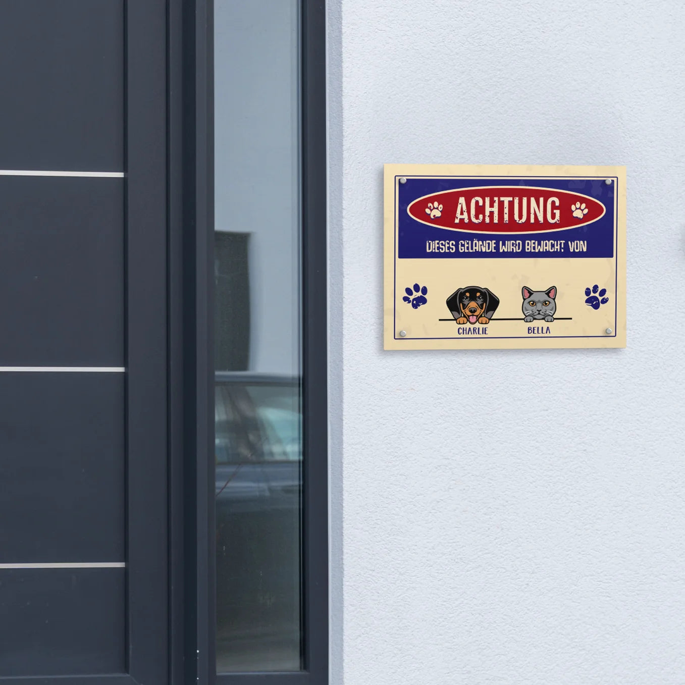 Personalisiertes Türschild "Achtung!"