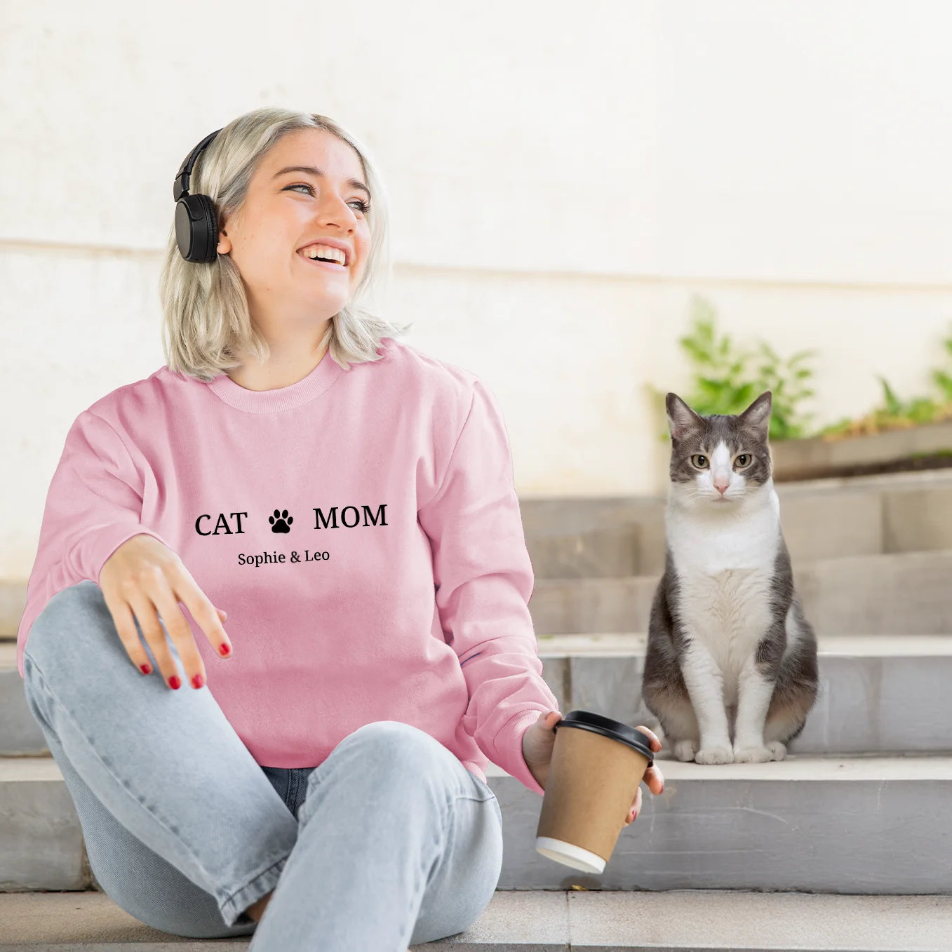 Personalisierter Sweater "Cat Mom" Hey Balu