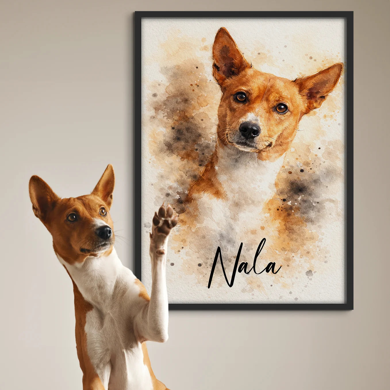 Personalisiertes Portrait Hund "Wasserfarben"