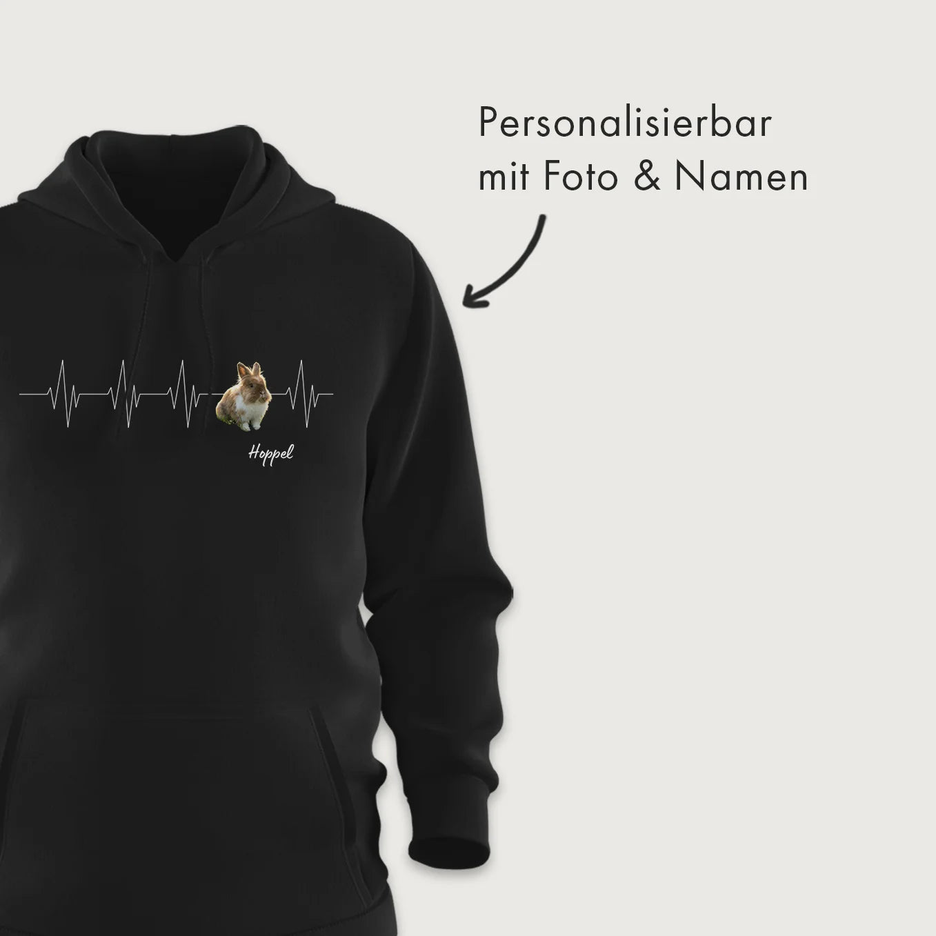 Personalisierter Hoodie "Herzschlag Hase"