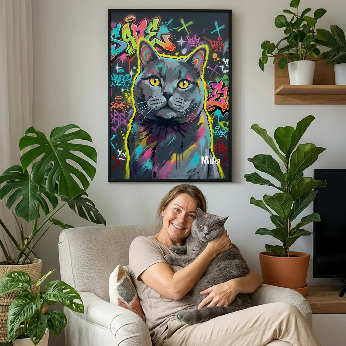 Personalisiertes Poster Katze "Graffiti"