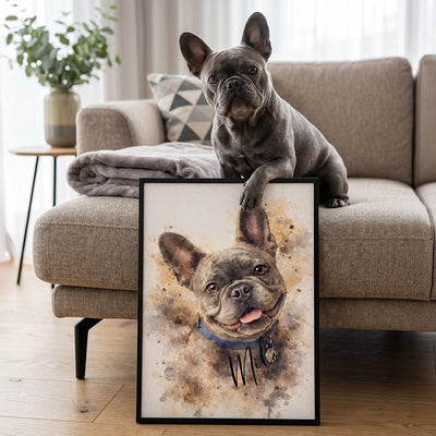 Personalisiertes Portrait Hund "Wasserfarben"