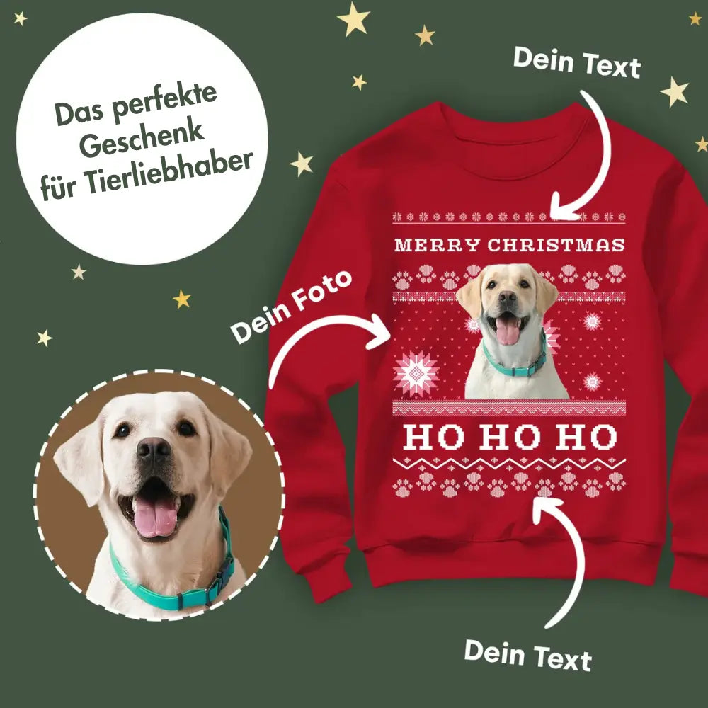 Personalisierter Christmas Sweater "Ho Ho Ho"