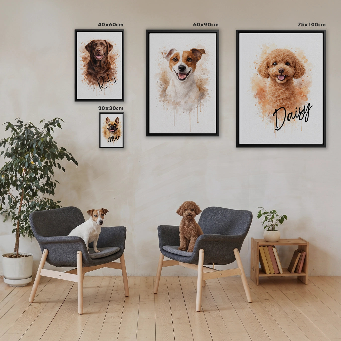 Personalisierte Leinwand "Wasserfarben Hund"