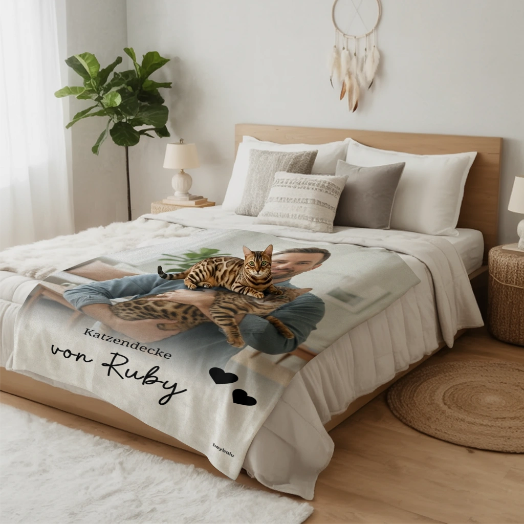 Personalisierte Kuscheldecke Katzen "Dein Foto & Text"