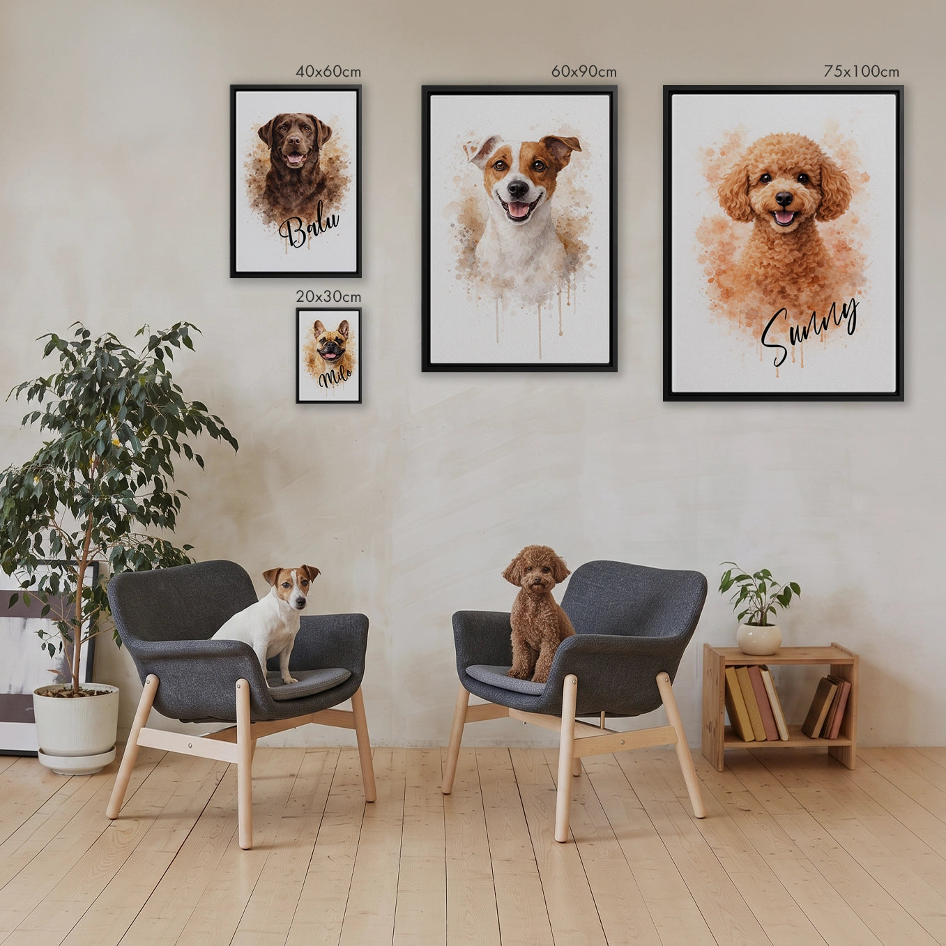 Personalisierte Leinwand "Wasserfarben Hund"