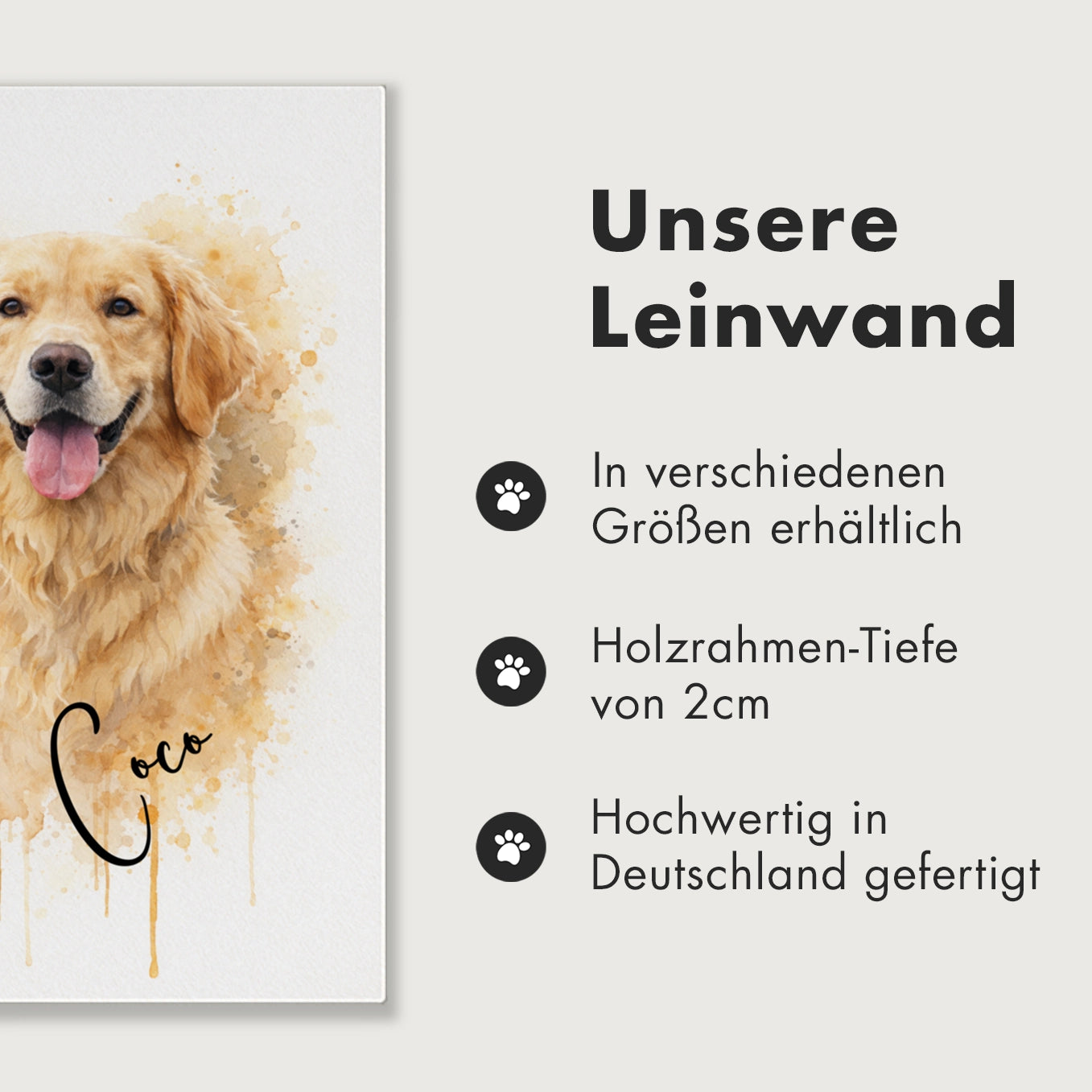 Personalisierte Leinwand "Wasserfarben Hund"