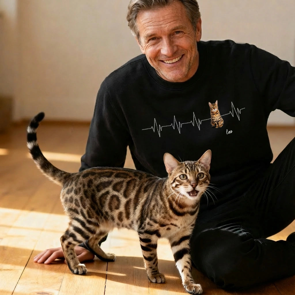 Personalisierter Sweater ''Herzschlag Katzenfoto''