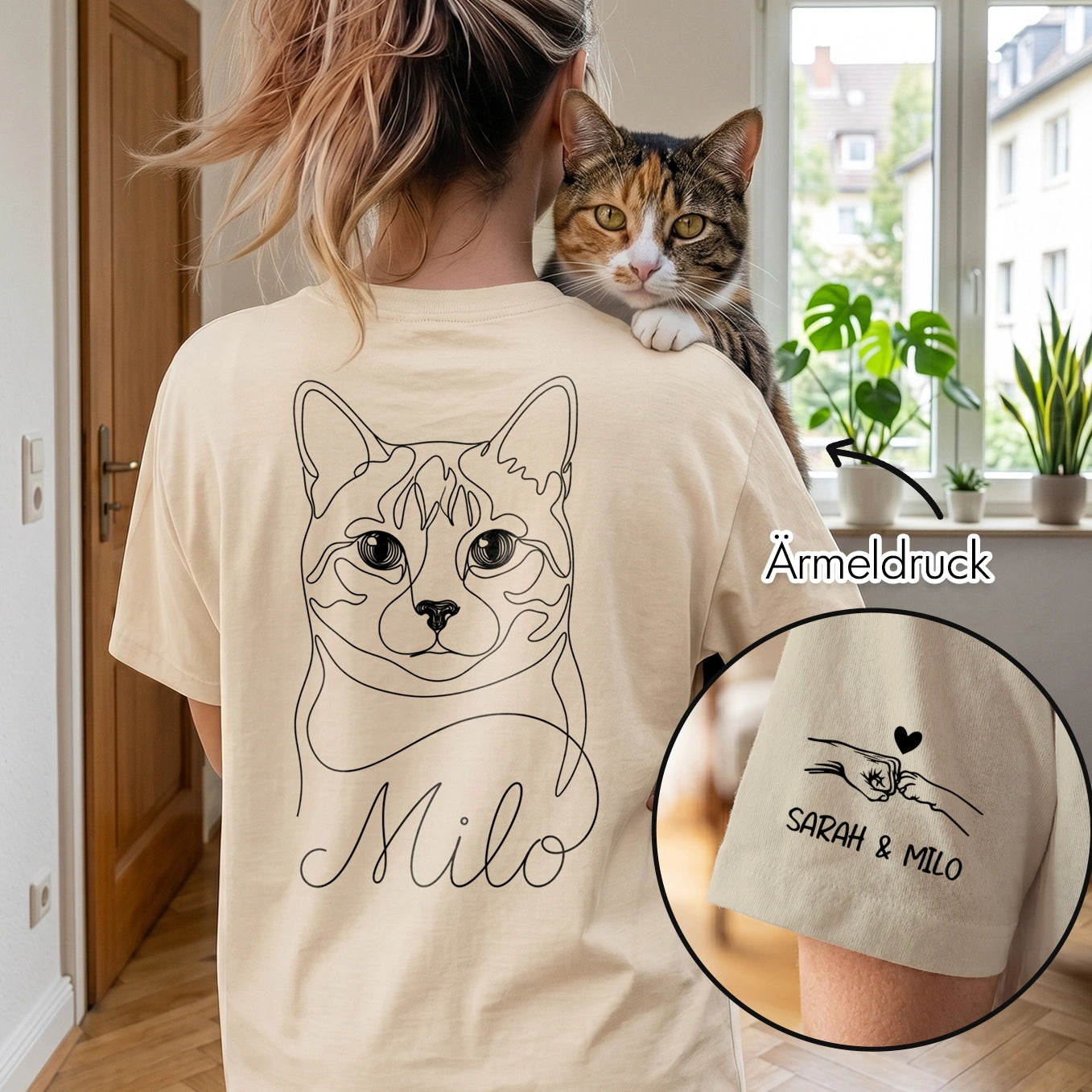 Personalisiertes Oversized Shirt "Cat Mom" mit Ärmeldruck