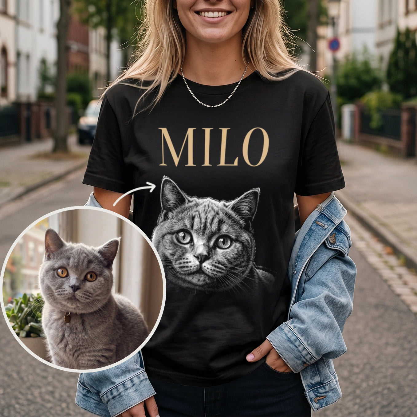 Personalisiertes T-Shirt "Katze Retro"