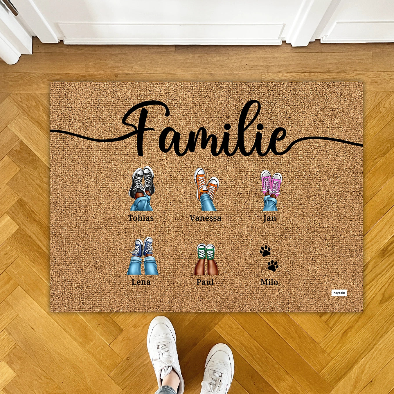 Personalisierte Fußmatte “Sneaker & Pfoten”