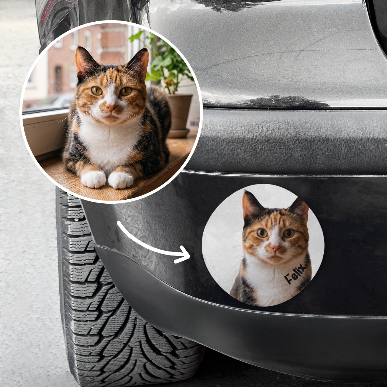 Personalisierter Autoaufkleber "Katzenfoto"