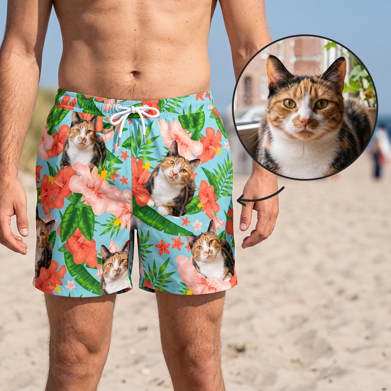 Personalisierte Badehose "Katze"
