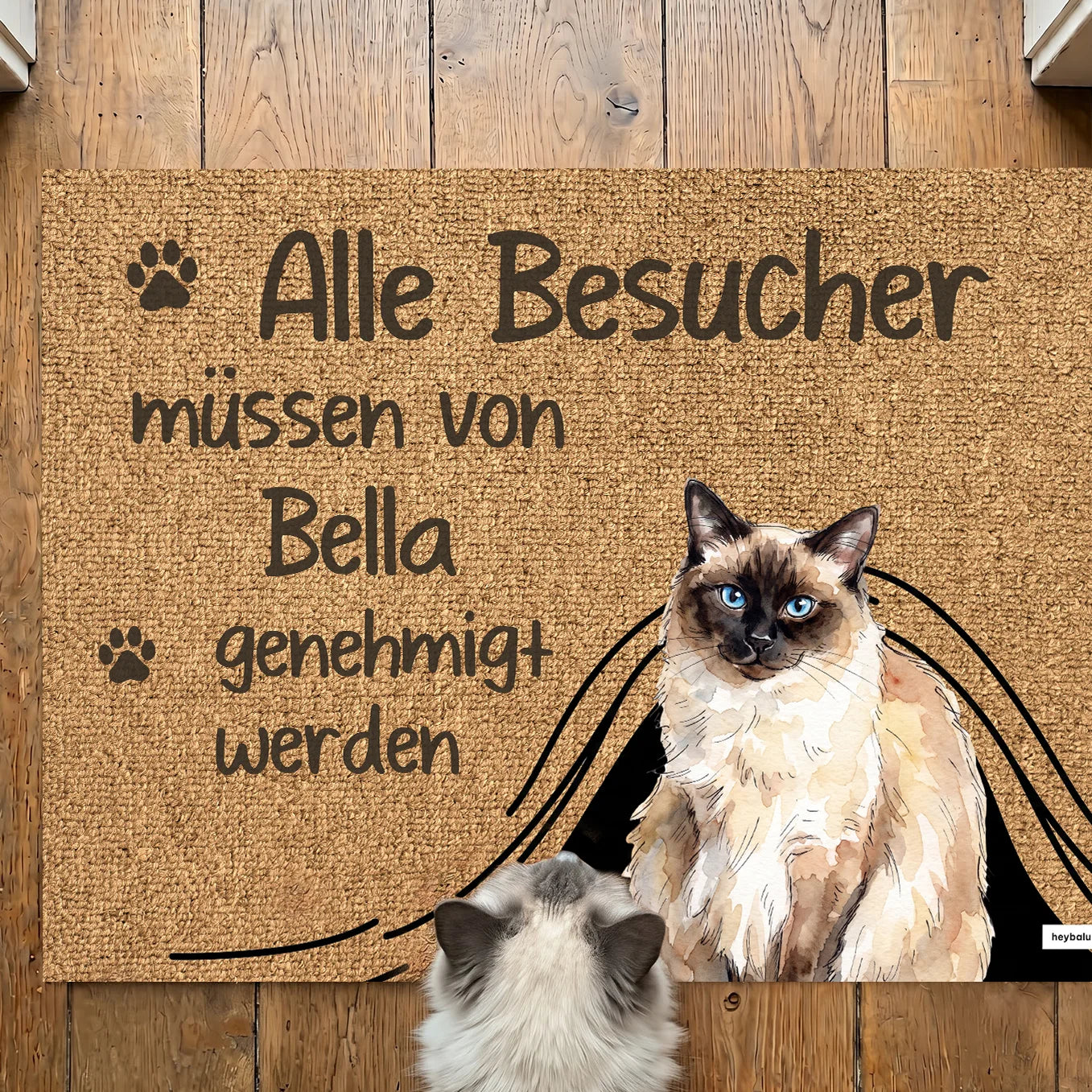 Personalisierte Fußmatte "Besuch genehmigt Katze"
