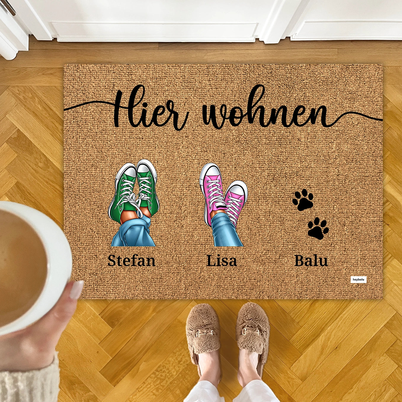 Personalisierte Fußmatte “Sneaker & Pfoten”