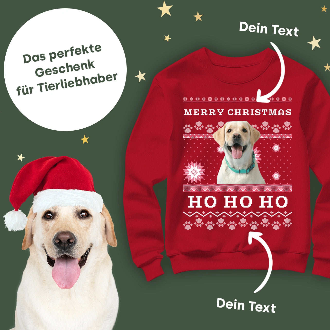 Personalisierter Christmas Sweater "Ho Ho Ho"