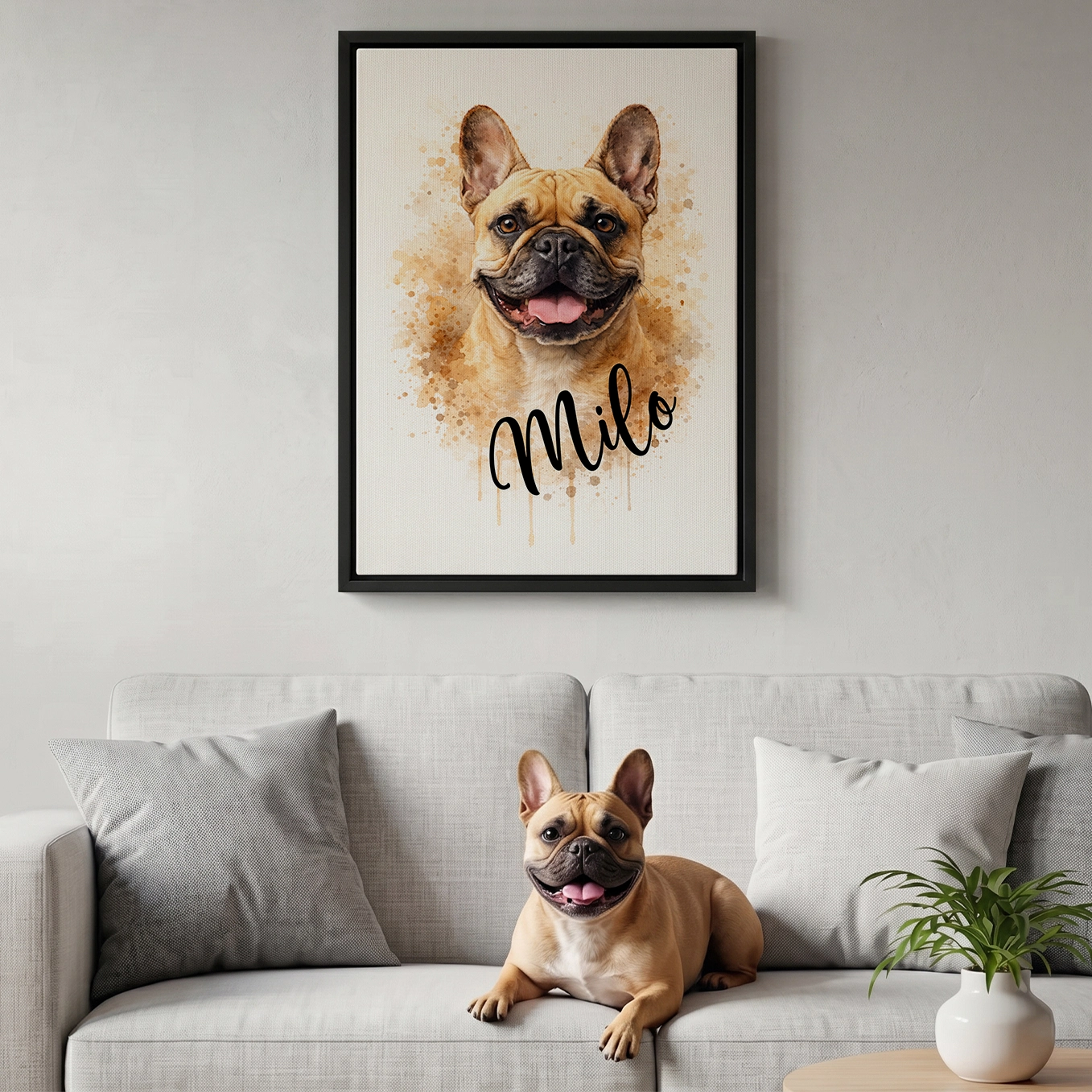 Personalisierte Leinwand "Wasserfarben Hund"