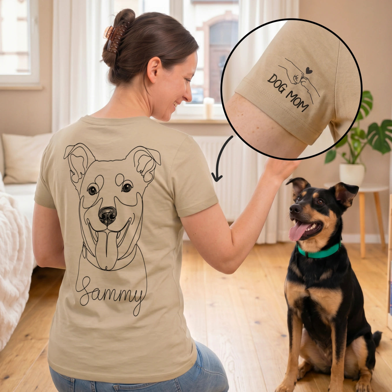 Personalisiertes Regular T-Shirt "Dog Mom" mit Ärmeldruck