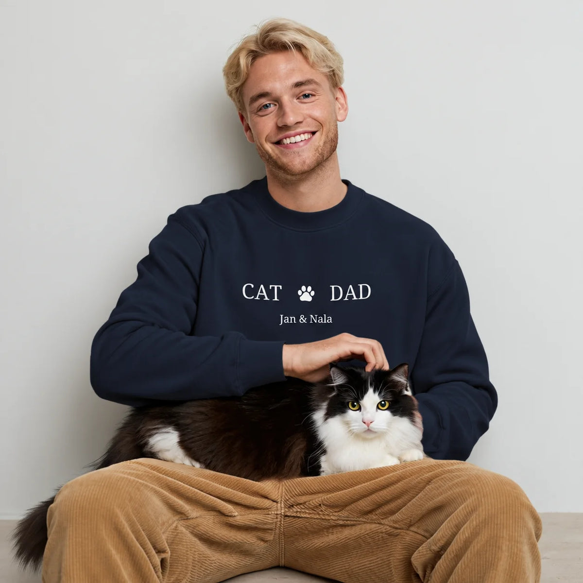 Personalisierter Sweater mit Motiv "Cat Dad"