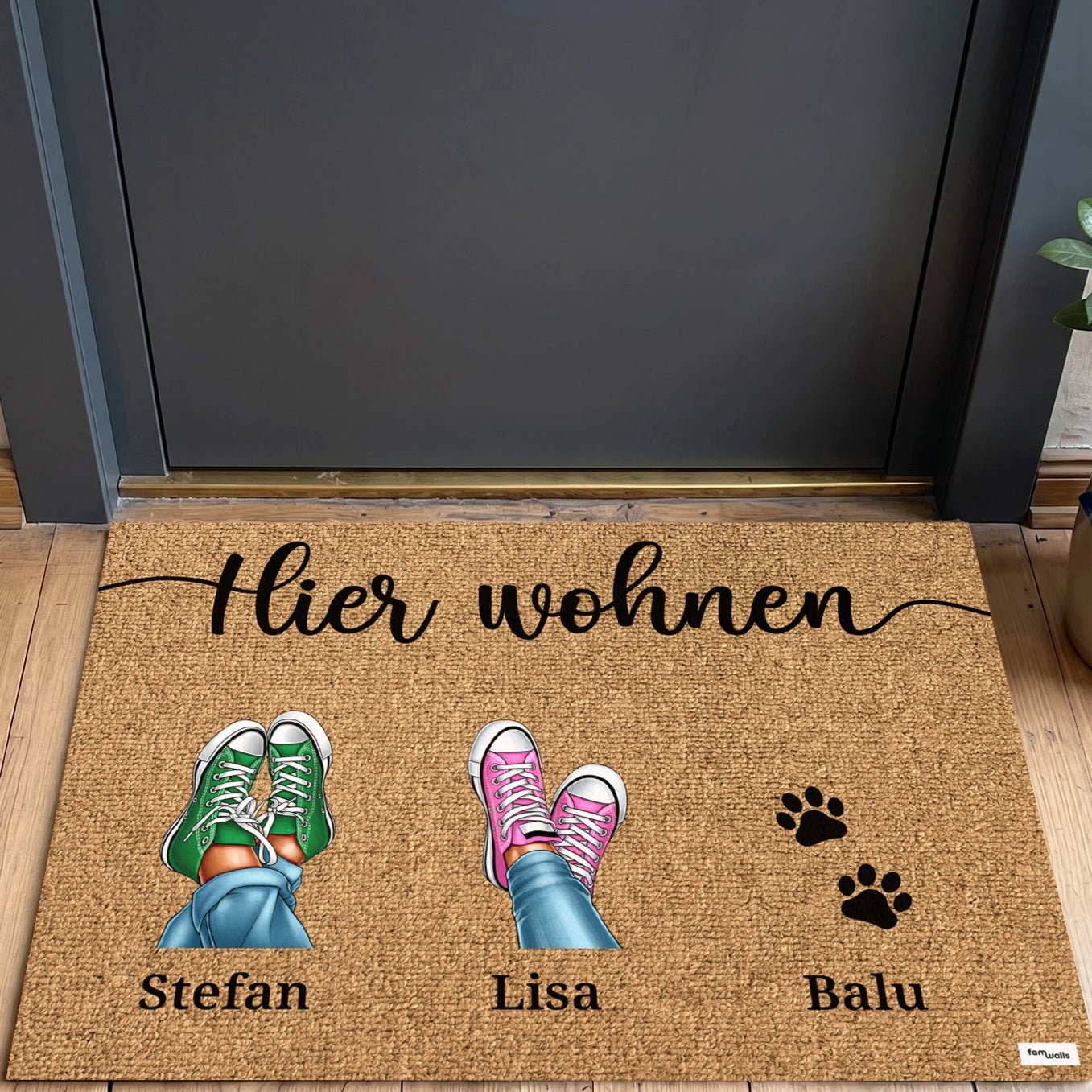 Personalisierte Fußmatte “Sneaker & Pfoten”