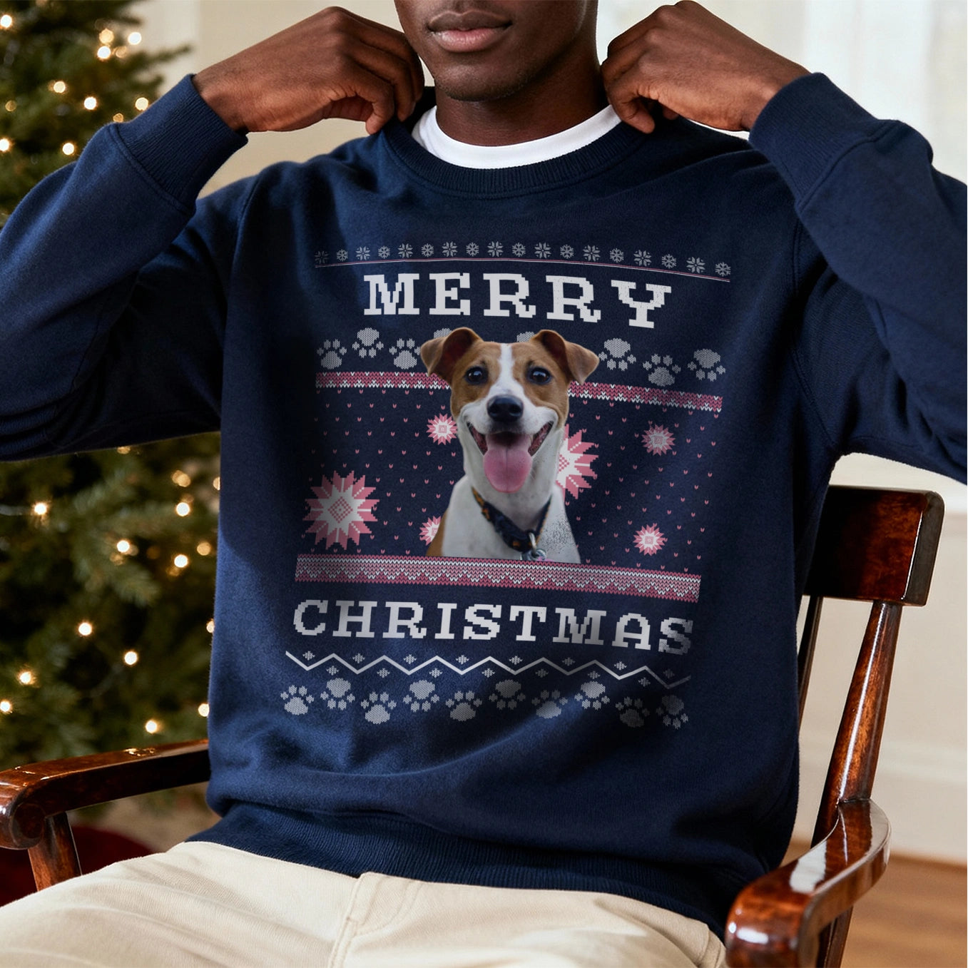 Personalisierter Christmas Sweater "Ho Ho Ho"