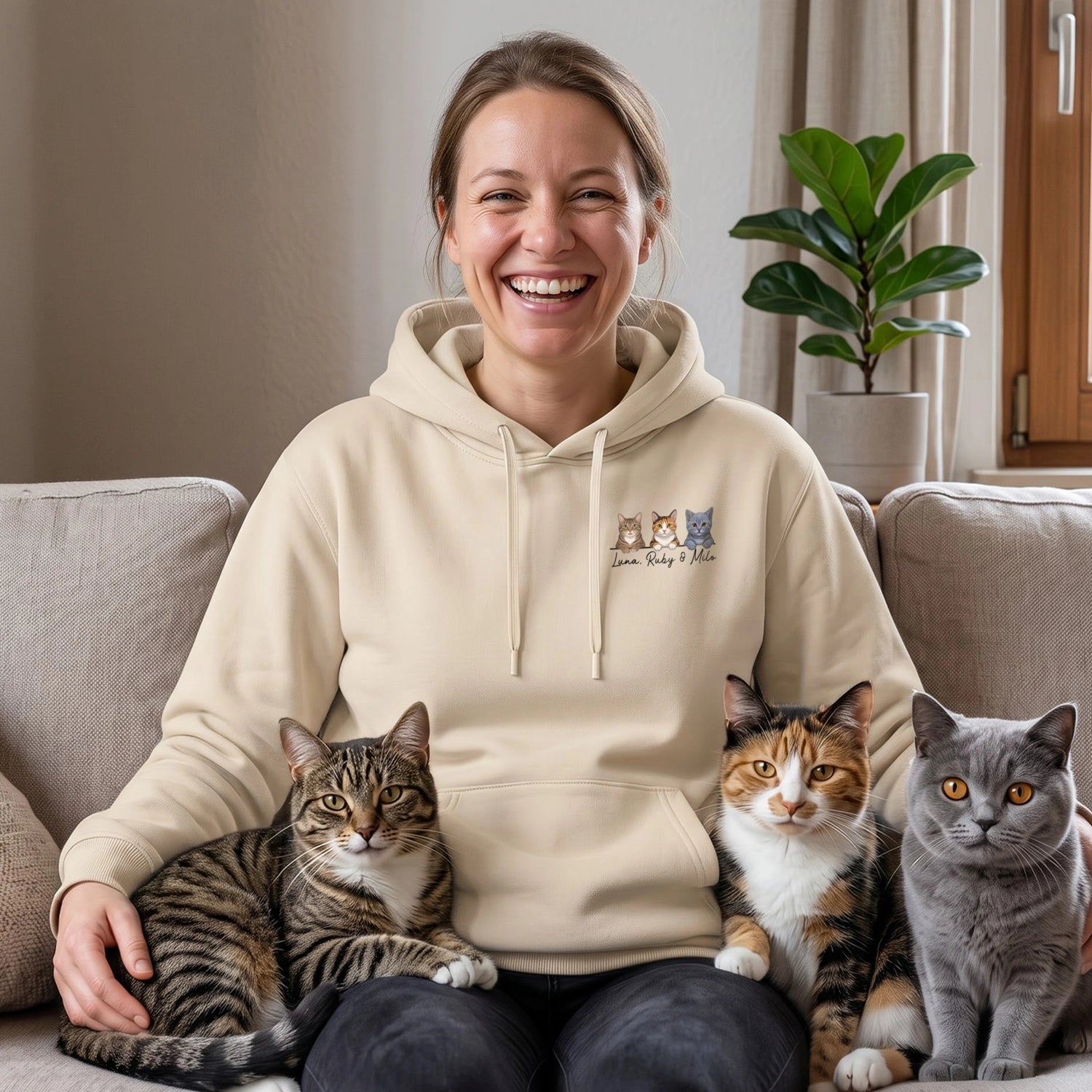 Personalisierter Hoodie "Cartoon Katze"