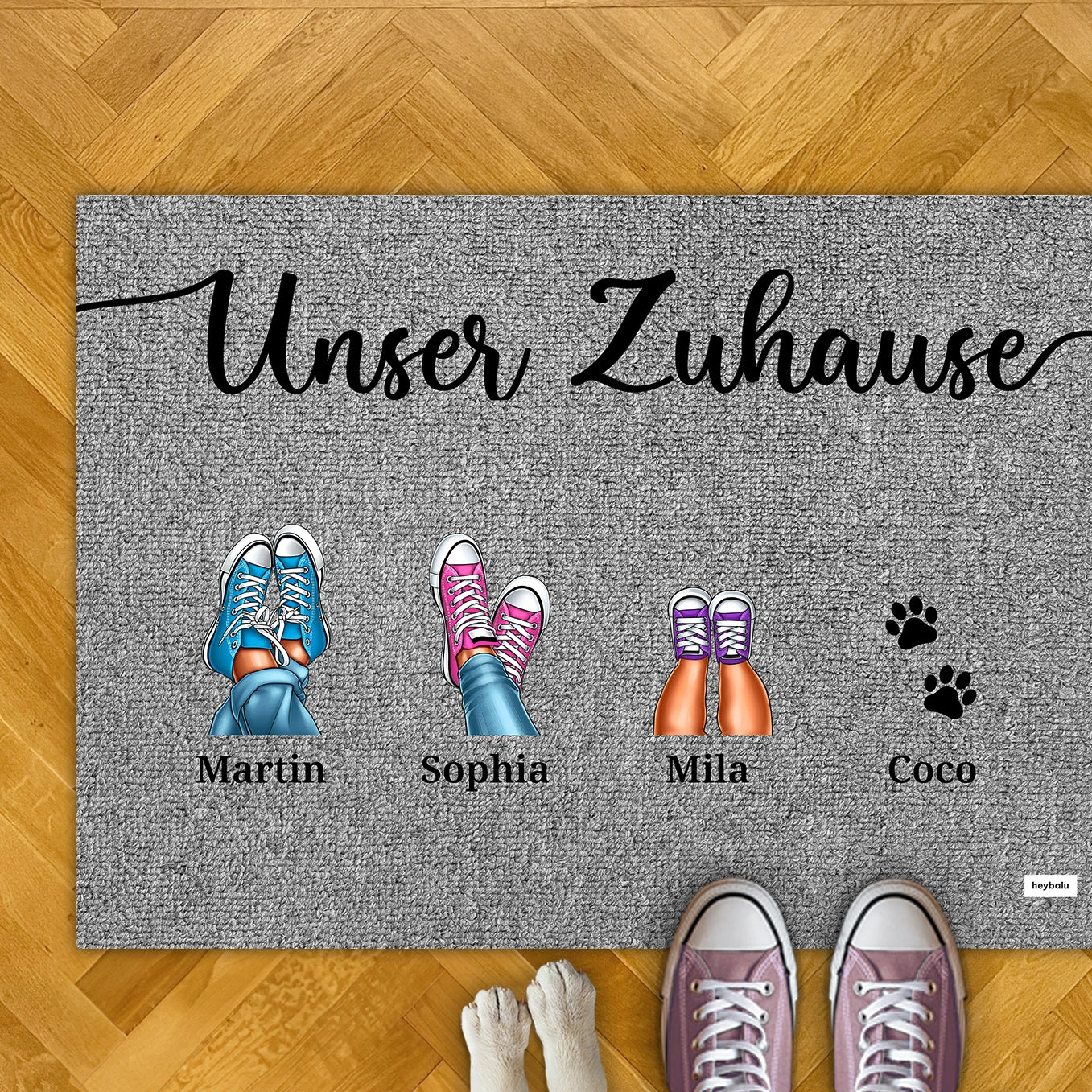 Personalisierte Fußmatte “Sneaker & Pfoten”