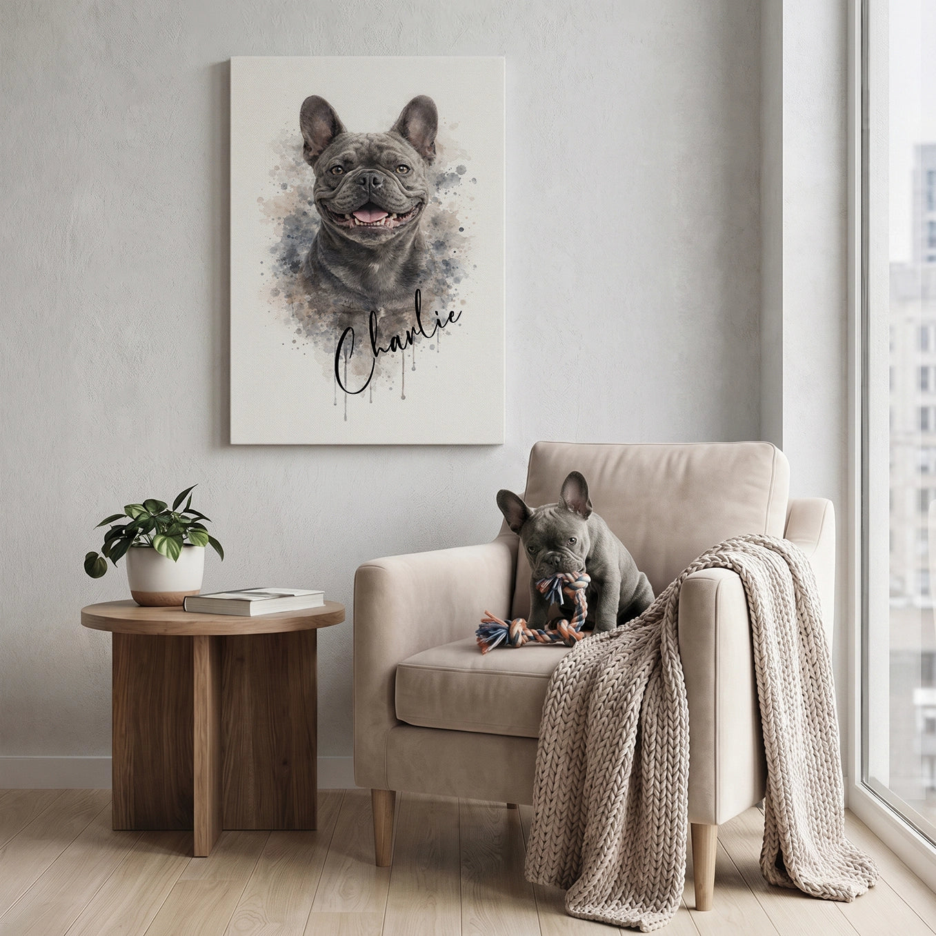 Personalisierte Leinwand "Wasserfarben Hund"