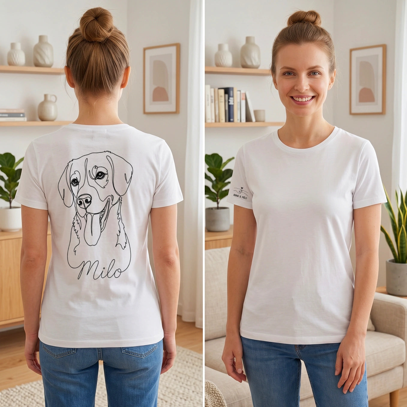 Personalisiertes Regular T-Shirt "Dog Mom" mit Ärmeldruck