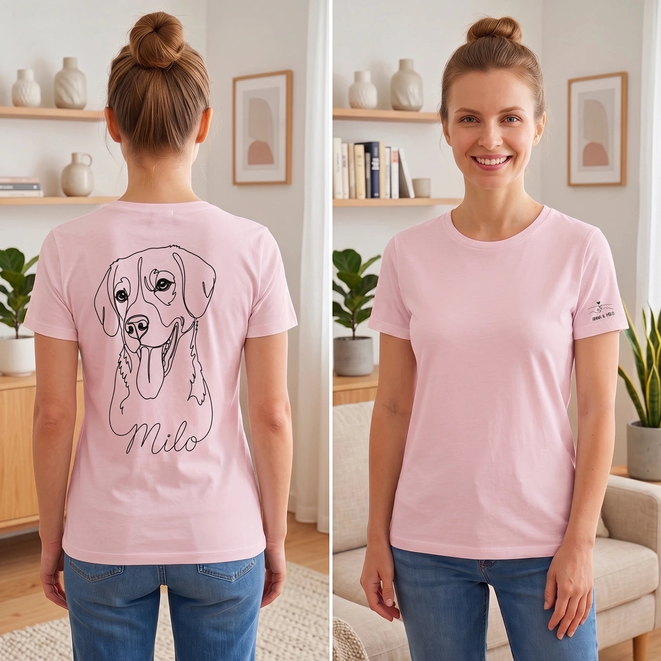 Personalisiertes T-Shirt "Dog Mom" mit Ärmeldruck