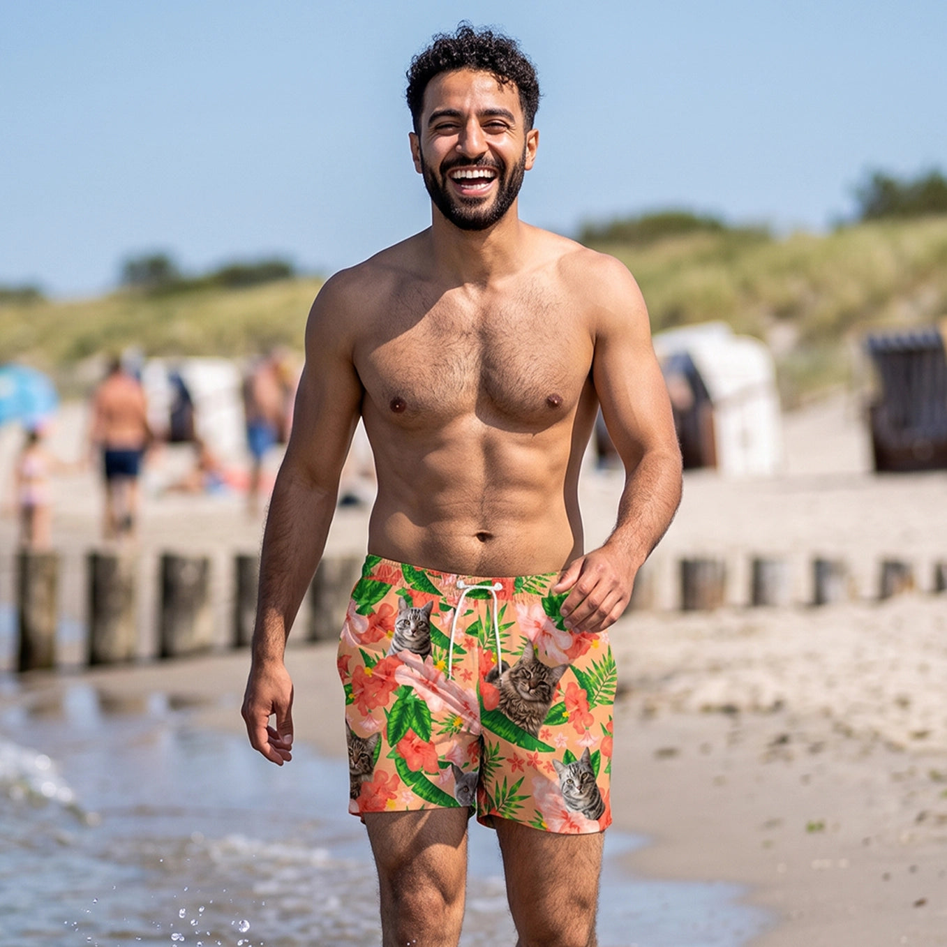 Personalisierte Badehose "Katze"